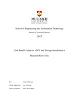 Cost Benefit Analysis of PV and Storage Installation at Murdoch University
