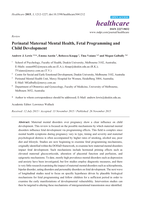 Perinatal Maternal Mental Health, Fetal Programming and Child Development