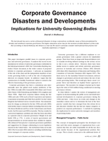 Corporate governance disasters and developments: Implications for university governing bodies
