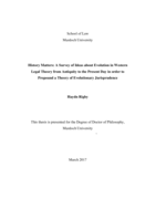 History Matters: A Survey of Ideas about Evolution in Western Legal Theory from Antiquity to the Present Day in order to Propound a Theory of Evolutionary Jurisprudence