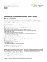 Joint editorial: Invigorating hydrological research through journal publications
