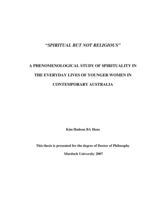 Spiritual but not religious: a phenomenological study of spirituality in the everyday lives of younger women in contemporary Australia