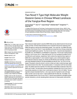 Two novel Y-Type high molecular weight glutenin genes in Chinese wheat landraces of the Yangtze-River region