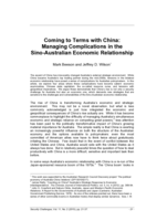 Coming to Terms with China: Managing Complications in theSino-Australian Economic Relationship