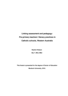 Linking assessment and pedagogy: Pre-primary teachers' literacy practices in Catholic schools, Western Australia
