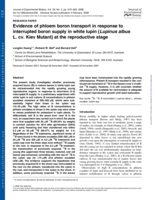 Evidence of phloem boron transport in response to interrupted boron supply in white lupin (Lupinus albus L. cv. Kiev Mutant) at the reproductive stage
