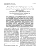 Primary pulmonary cytotoxic T lymphocytes induced by immunization with a vaccinia virus recombinant expressing influenza A virus nucleoprotein peptide do not protect mice against challenge