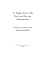 The breeding biology of the flesh-footed shearwater Puffinus carneipes