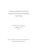 Examination of an indicated prevention program targeting emotional and behavioural functioning in young adolescents
