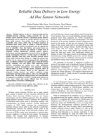 Reliable data delivery in low energy ad hoc sensor networks