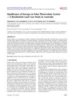 Significance of storage on solar photovoltaic System—A residential load case study in Australia
