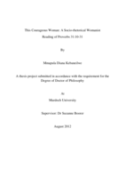 This courageous woman: A Socio-rhetorical womanist reading of proverbs 31: 10-31