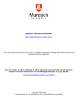 Ownership control and debt maturity structure: Evidence from China