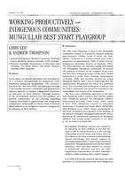 Working productively with indigenous communities: Mungullah best start playgroup