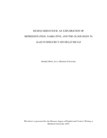 Human behaviour: An exploration of representation, narrative, and the clone body in Kazuo Ishiguro's Never Let Me Go