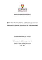 Photovoltaic-thermal collectors and phase change material: A literature review with references to the Australian market