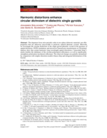 Harmonic distortions enhance circular dichroism of dielectric single gyroids