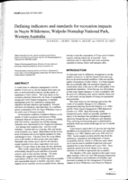 Defining indicators and standards for recreation impacts in Nuyts Wilderness, Walpole-Nornalup National Park, Western Australia