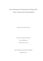 Role of information and communication technology (ICT): Women's empowerment in rural Bangladesh