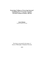 Protecting civilians or preserving interests? Explaining the UN security council's non-intervention in Darfur, Sudan, 2003-06.