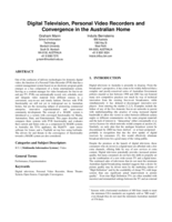 Digital television, Personal Video Recorders and convergence in the Australian home