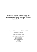 Analysis of reports funded under the National Estate Grants Program, Western Australia. Volume 2 : a report to the Heritage Council of Western Australia