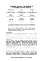 Beginning teachers’ mathematical knowledge: What is needed?