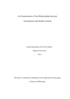 An examination of the relationship between Alexithymia and health anxiety