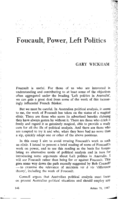 Foucault, power, left politics