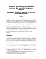 Variation in susceptibility of Umbellularia californica (Bay Laurel) to Phytophthora ramorum