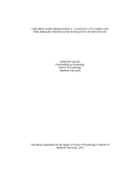 Children born prematurely: Cognitive outcomes and preliminary findings for subsequent intervention