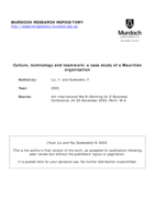 Culture, technology and teamwork: a case study of a Mauritian organisation