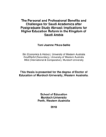 The personal and professional benefits and challenges for Saudi academics after postgraduate study abroad: Implications for higher education reform in the Kingdom of Saudi Arabia