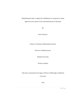 Epidemiological study to support the establishment of a progressive zoning approach for the control of Foot and Mouth Disease in Myanmar