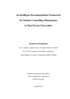 An intelligent recommendation framework for student counselling management in Thai private universities
