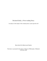 Declared guilty, a never-ending story: an analysis of the impact of the criminal justice system upon the self