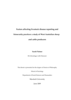 Factors affecting livestock disease reporting and biosecurity practices: a study of West Australian sheep and cattle producers