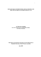 Humanitarian Intervention, Human Rights and the use of force in International Law