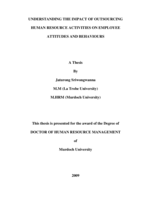 Understanding the Impact of Outsourcing Human Resource Activities on Employee Attitudes and Behaviours