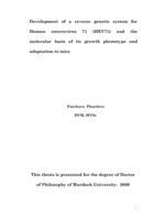 Development of a reverse genetic system for human enterovirus 71 (HEV71) and the molecular basis of its growth phenotype and adaptation to mice