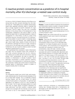 C-reactive protein concentration as a predictor of in-hospital mortality after ICU discharge: a nested case-control study