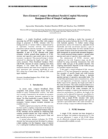 Three element compact broadband parallel-coupled microstrip bandpass filter of simple configuration