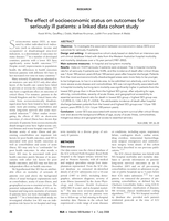 The effect of socioeconomic status on outcomes for seriously ill patients: A linked data cohort study
