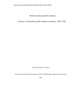 Professionalising public relations: A history of Australian public relations education, 1985 - 1999