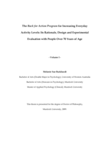 The Back for Action Program for Increasing Everyday Activity Levels: Its Rationale, Design and Experimental Evaluation with People Over 70 Years of Age
