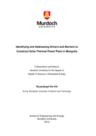 Identifying and addressing drivers and barriers to construct solar thermal power plant in Mongolia