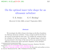 On the optimal inner tube shape for an ultrasonic nebulizer