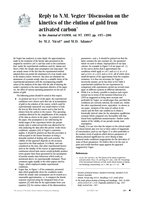 Reply to N.M. Vegter ‘Discussion on the kinetics of the elution of gold from activated carbon’