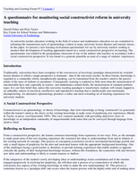 A questionnaire for monitoring social constructivist reform in university teaching