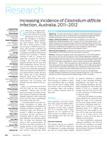 Increasing incidence of Clostridium difficile infection, Australia, 2011–2012